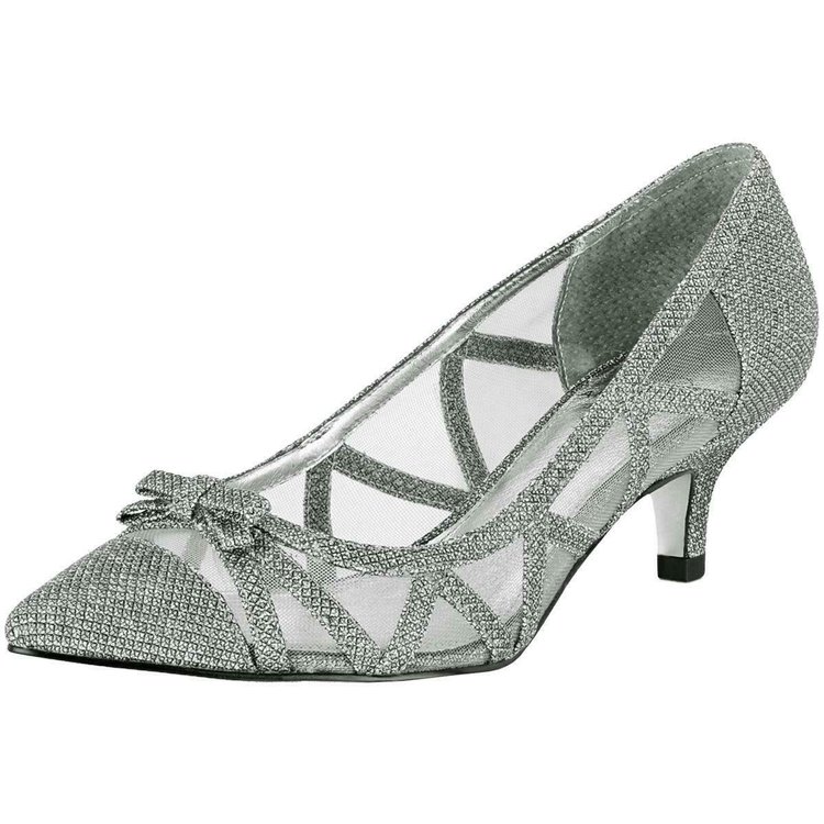 Adrianna Papell Silver Dress Kitten Heels, Size 7.5M