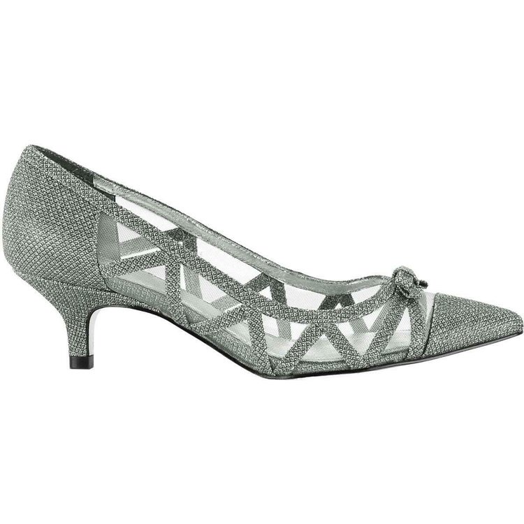 Adrianna Papell Silver Dress Kitten Heels, Size 7.5M