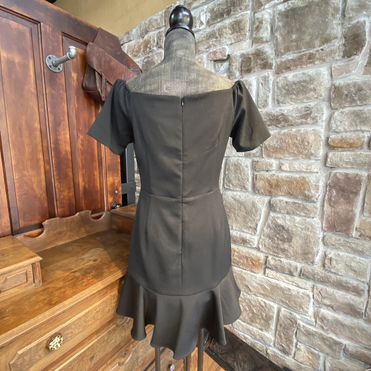 Lucy Paris Black Ruffled Hem Dress