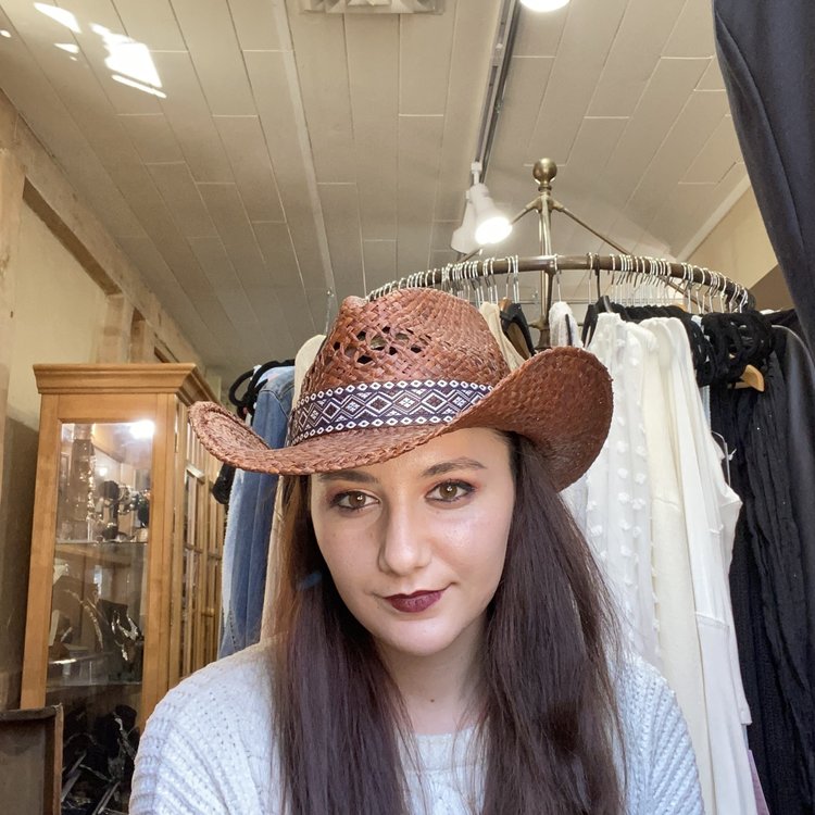 Twister Brown Twister Raffia Hat with Diamond Ribbon Band