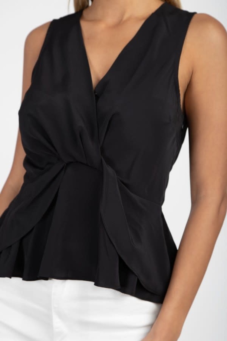 Haute Monde Black Sleeveless V-Neck Blouse