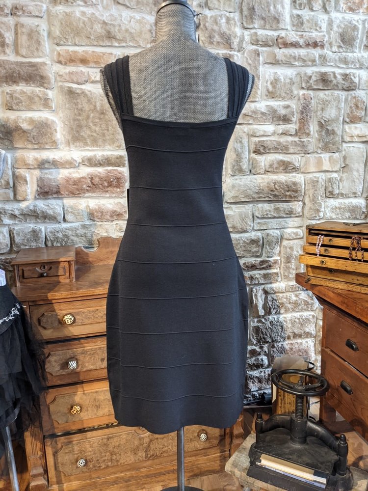 Guess Black Knit Bodycon Cocktail Dress, Size 16