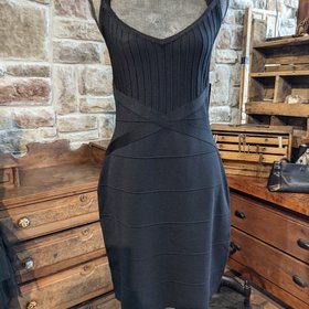 Guess Black Knit Bodycon Cocktail Dress, Size 16