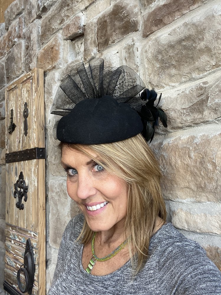 Black Vintage Wool and Feathers Fascinator