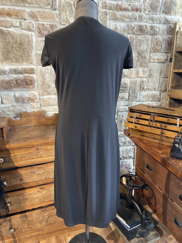 Ralph Lauren Black Ruched V Neck Dress, Size 18