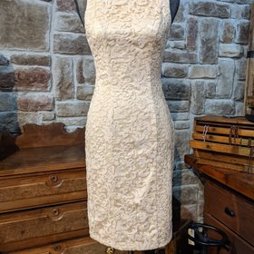 Sue Wong Champagne Sequin Cocktail Dress, Size 2