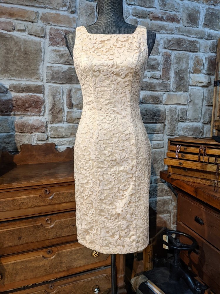Sue Wong Champagne Sequin Cocktail Dress, Size 2