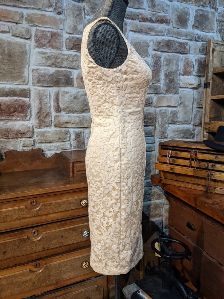 Sue Wong Champagne Sequin Cocktail Dress, Size 2