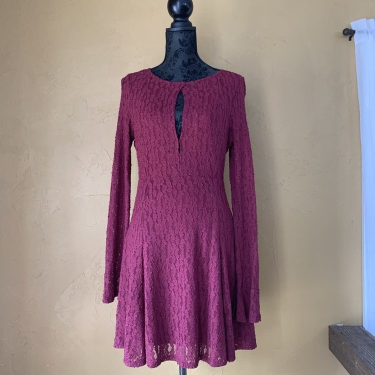 Free People Long Sleeve Lace Skater Dress