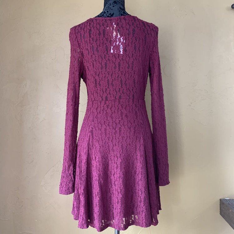 Free People Long Sleeve Lace Skater Dress