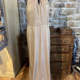 City Studio Gold Twist Halter Gown, Size 22W