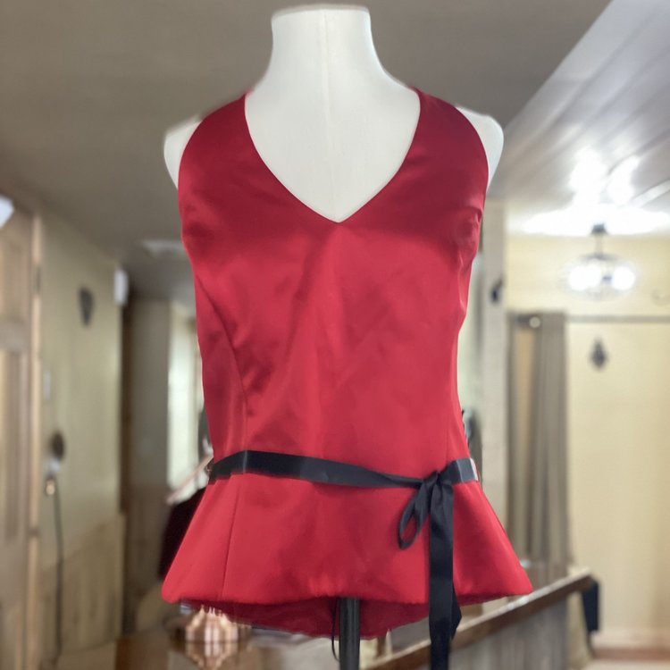 Xscape Red Halter Top with Belt, Size 16