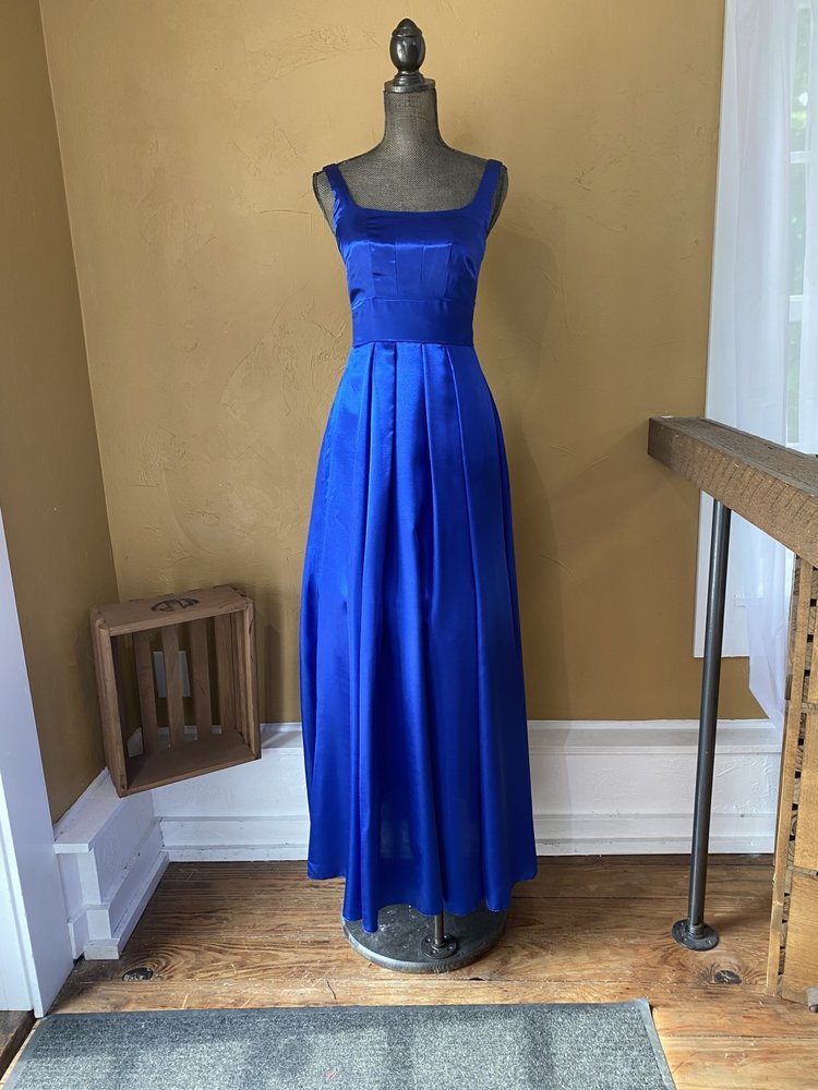 Jasmine Blue Empire Waist Full Length Gown with Pockets