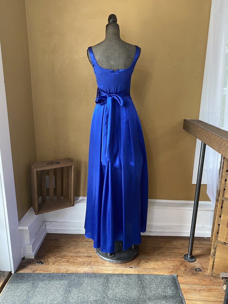 Jasmine Blue Empire Waist Full Length Gown with Pockets