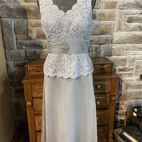 Caché Silver Sleeveless Lace Dress, Size 10