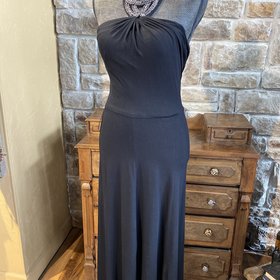 Black Halter Embellished Dress, Size S