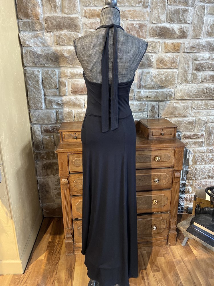 Black Halter Embellished Dress, Size S