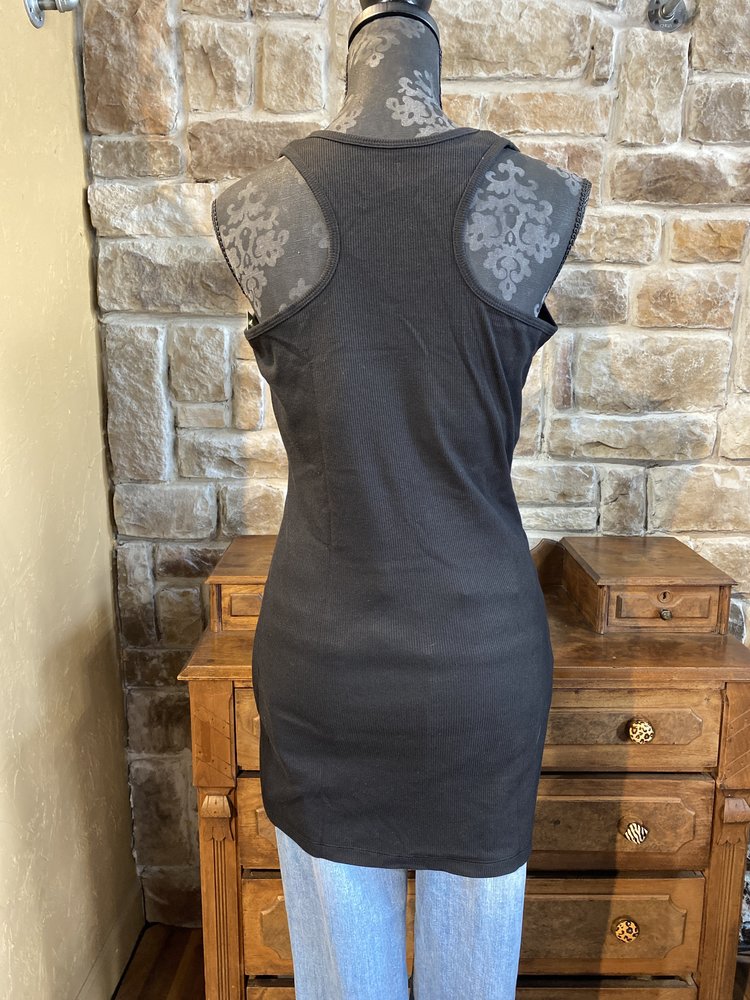 Black Cotton Tank with Shelf Bra