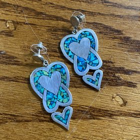 Handmade Turquoise Inlay Sterling Silver Earrings