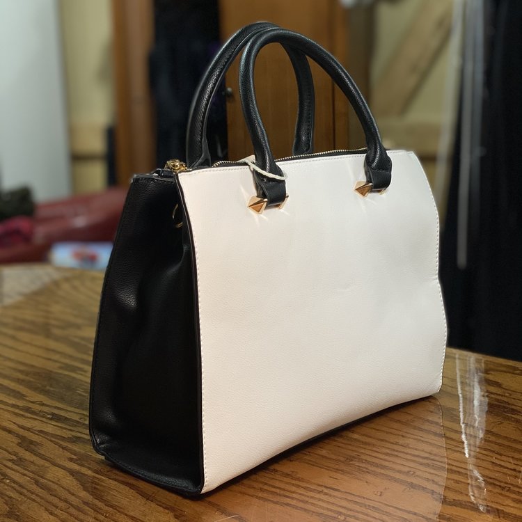 Black and White Vegan Leather Purse
