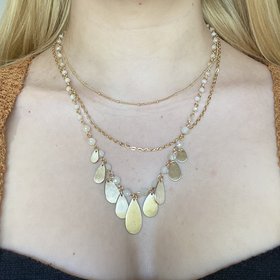 Gold Teardrop Layered Necklace