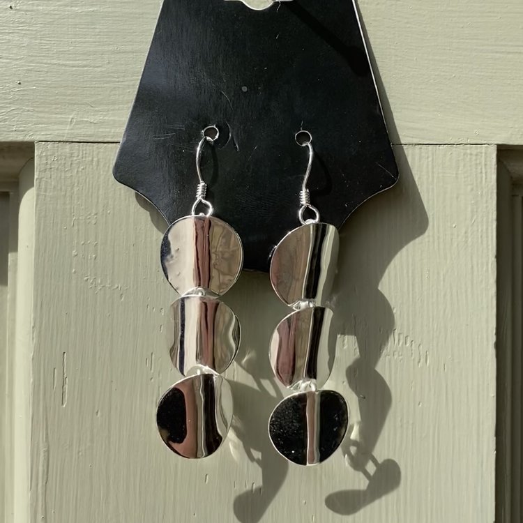 Layered Silver Circle Dangle Earrings