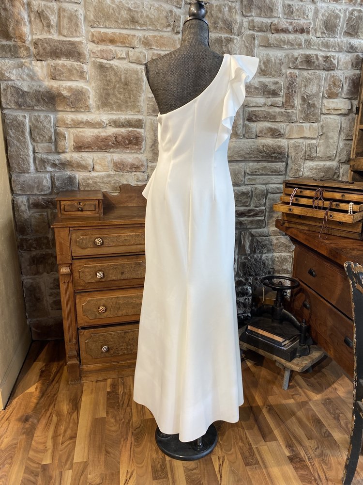 Jessica Howard Ivory Ruffled Scuba Gown, Size 12