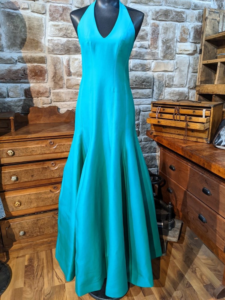 Halston Halter Ballgown with Scoop Neck