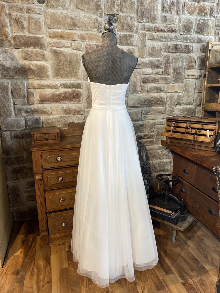 Blondie Nites White Gown with Light Blue Embroidery, Size 5