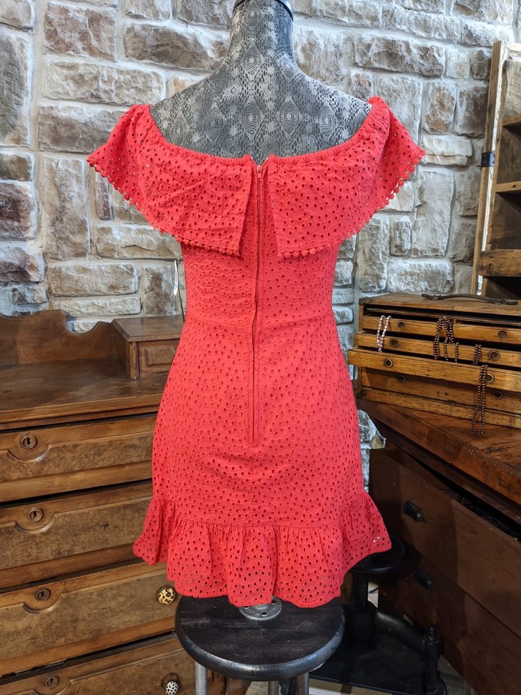 City Studio Red Eyelet Ruffle Sundress