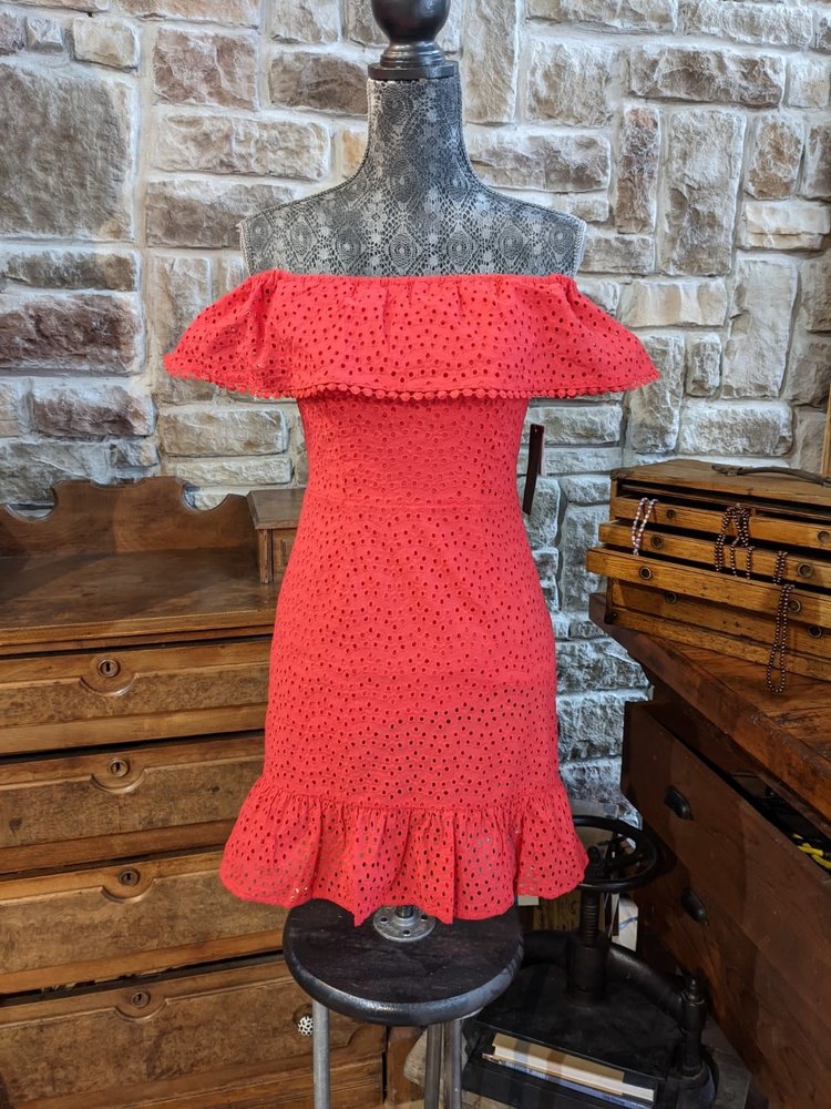 City Studio Red Eyelet Ruffle Sundress