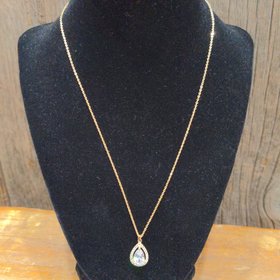 Gold Crystal Teardrop Solitaire Necklace