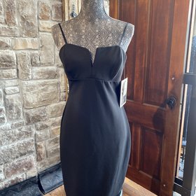 Love Nickie Lew Black Bodycon Dress with Notched Front, Size L