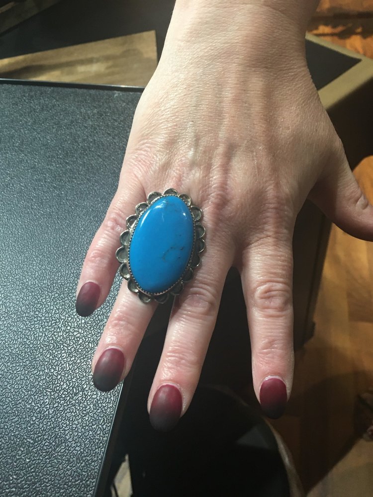 Nickel Silver and Turquoise Ring-Size 10