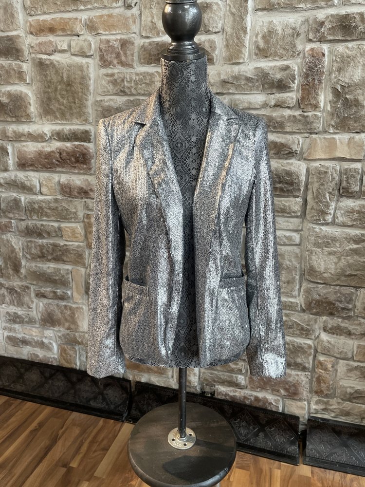 Michael Kors Gray Sequin Blazer Jacket, Size 4