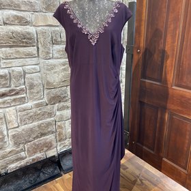 Alex Evenings Plum Jeweled Gown, Size 22W