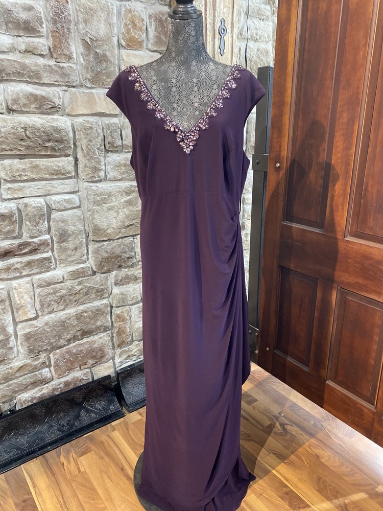 Alex Evenings Plum Jeweled Gown, Size 22W