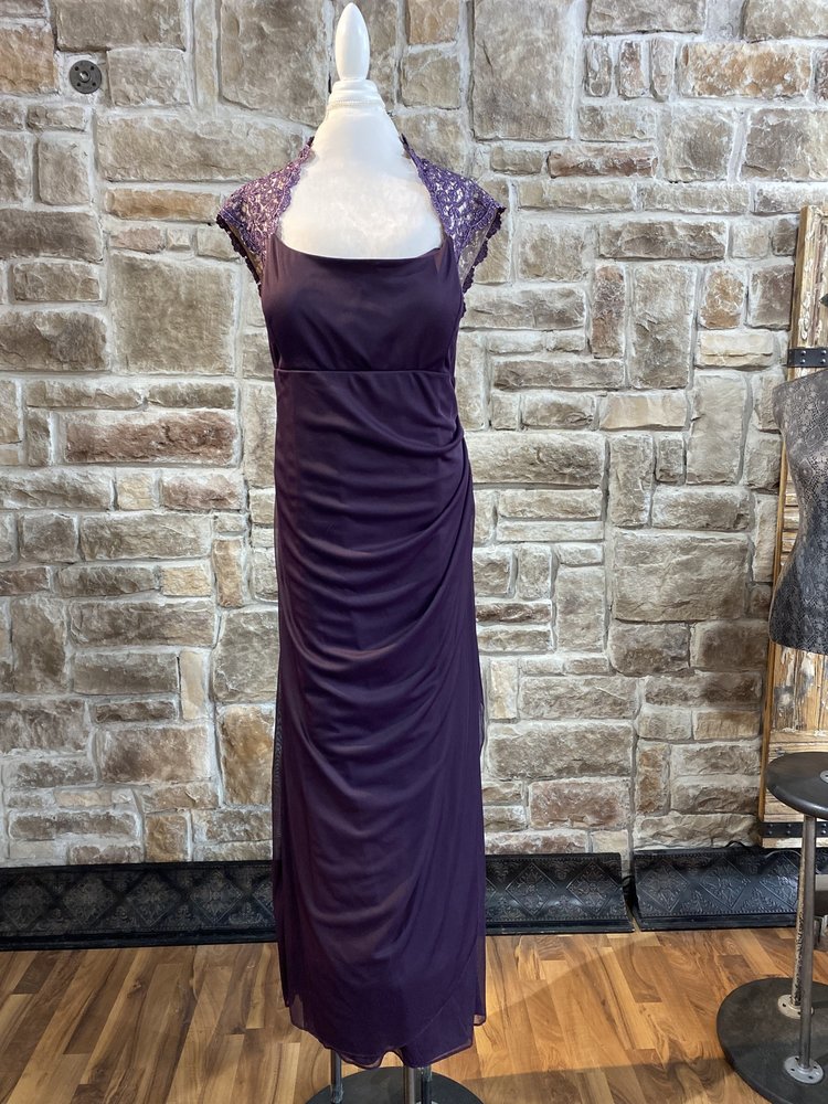Xscape Plum Embellished Shoulders Gown, Size 22W