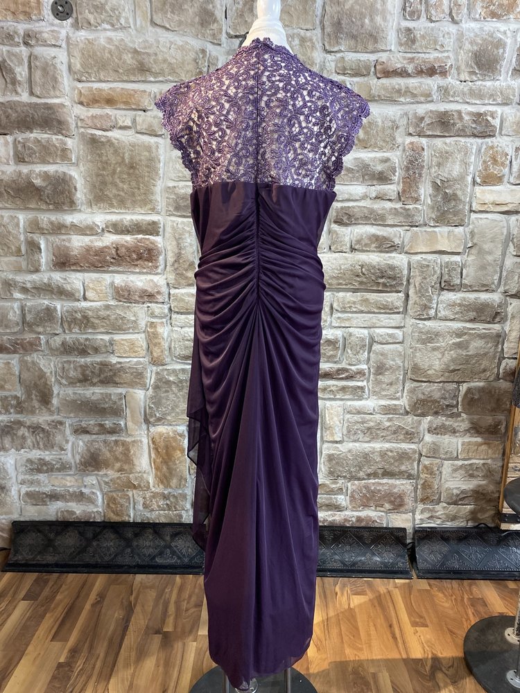 Xscape Plum Embellished Shoulders Gown, Size 22W
