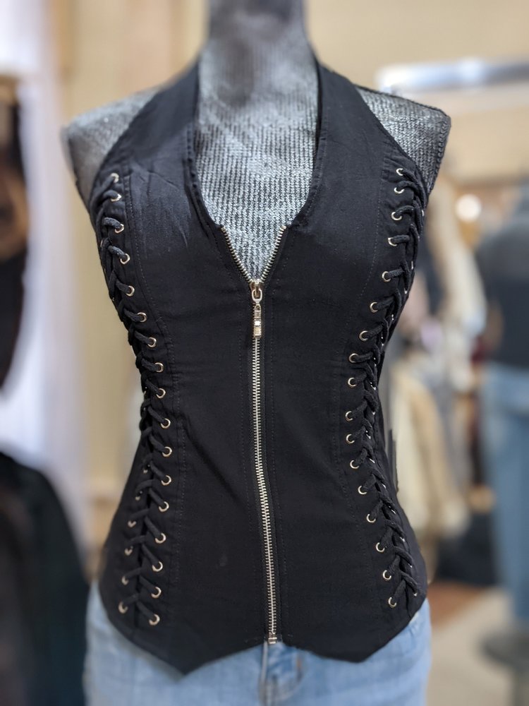 Lydia USA Black Lace-Up Halter Top