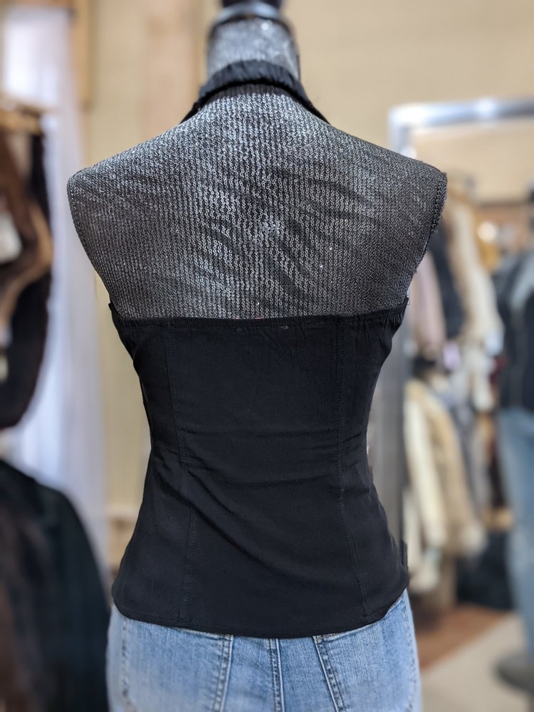 Lydia USA Black Lace-Up Halter Top