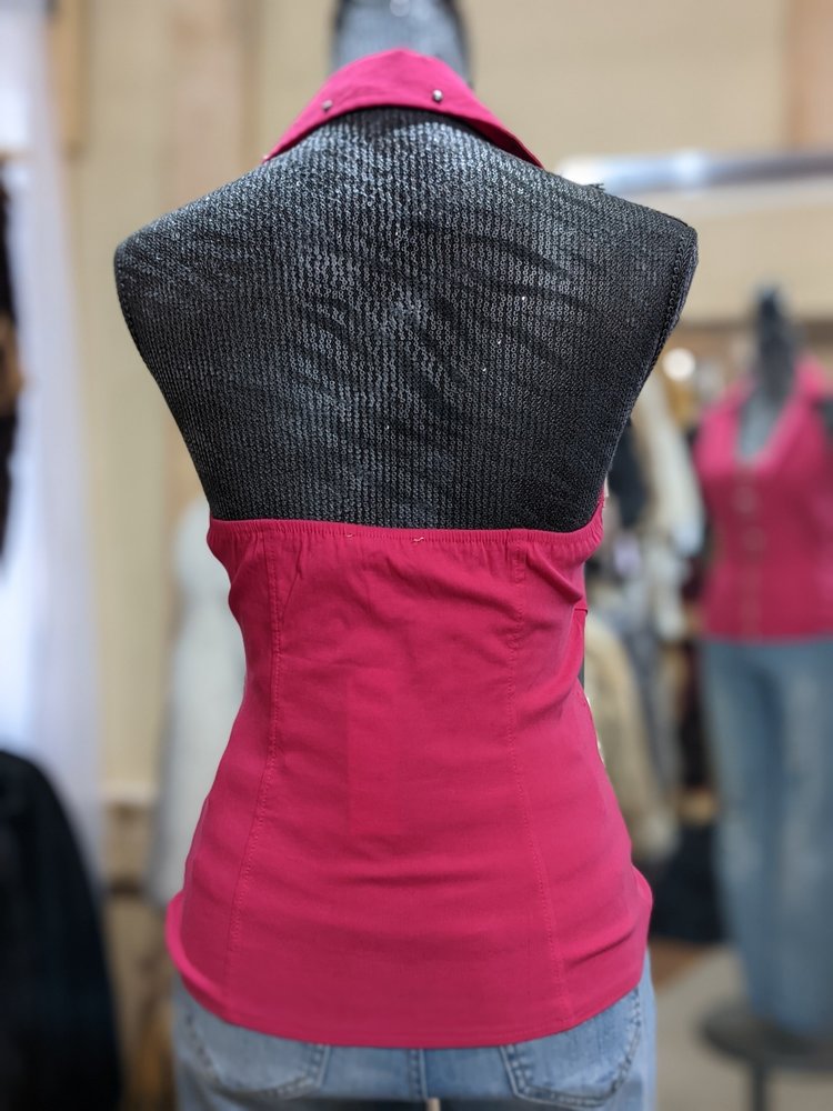 Lydia USA Hot Pink Halter Buckle Top