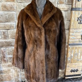 Dark Brown Ranch Mink Coat, Size M