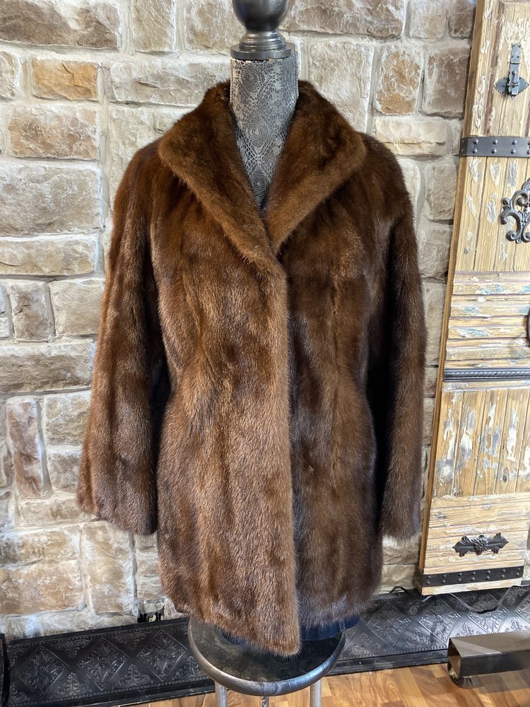 Dark Brown Ranch Mink Coat, Size M