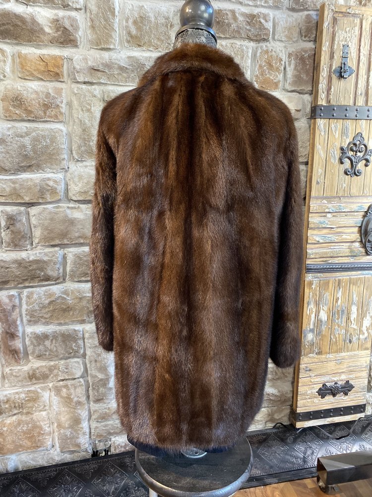 Dark Brown Ranch Mink Coat, Size M