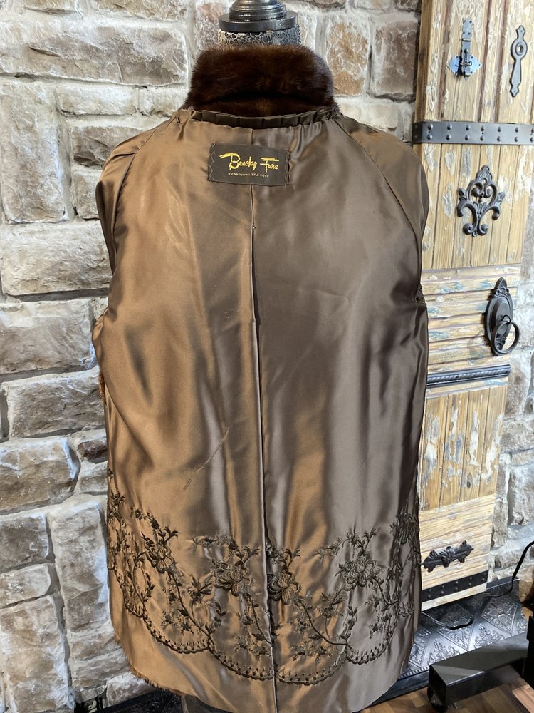Dark Brown Ranch Mink Coat, Size M