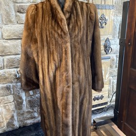 Ranch Mink Full Length Coat w/ Banded Cuff 45", Size L
