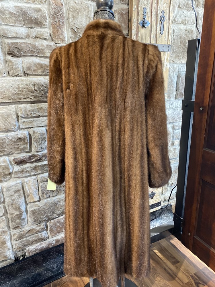 Ranch Mink Full Length Coat w/ Banded Cuff 45", Size L