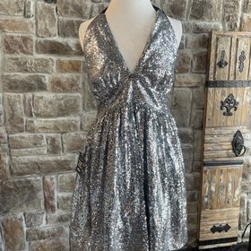 Halter Open Back Sequin Dress, Size XL