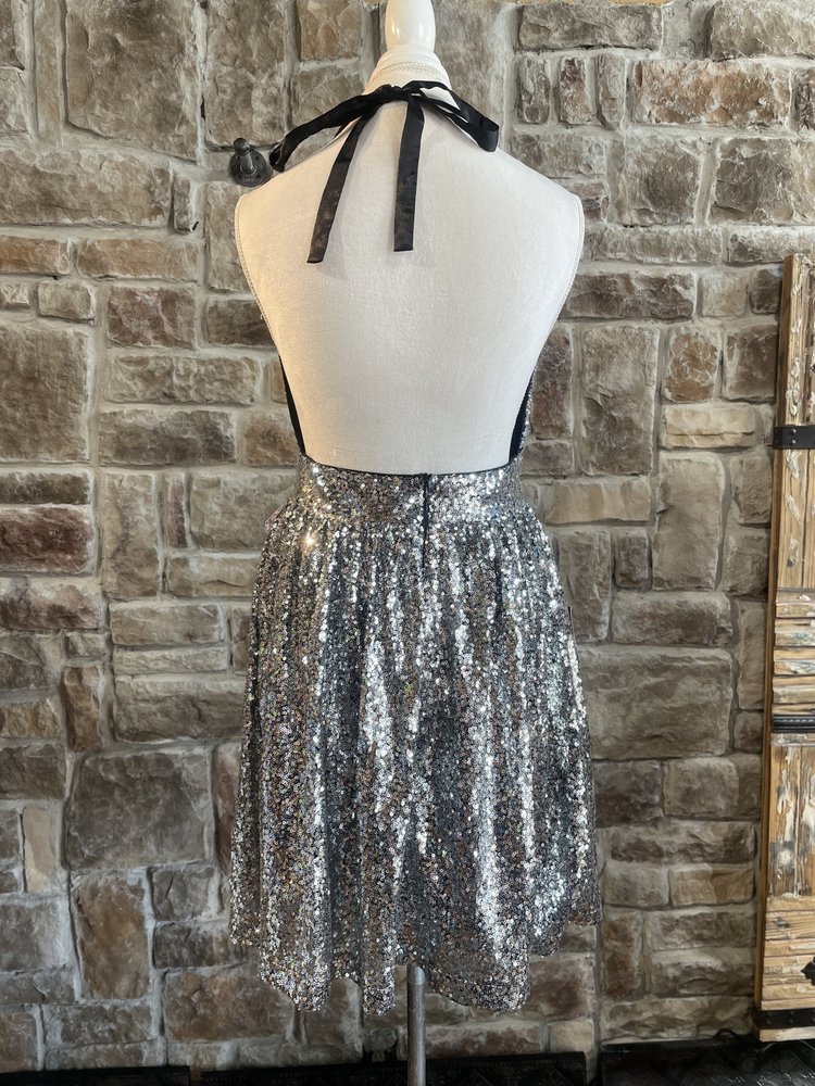 Halter Open Back Sequin Dress, Size XL